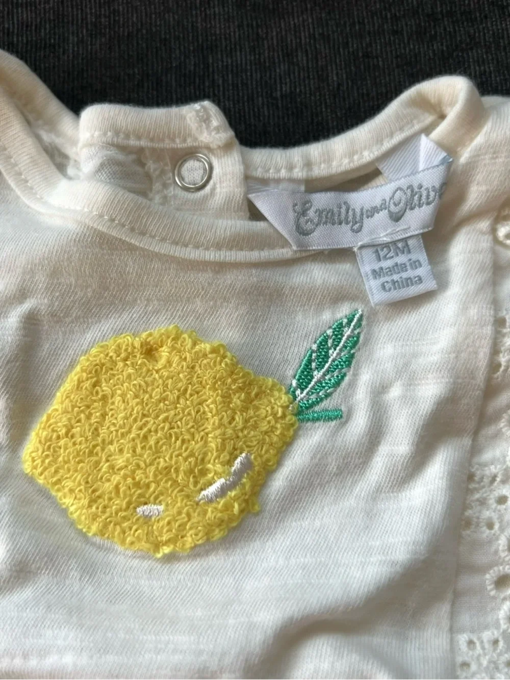 NWT Emily and Olive Lemon Romper and Headband Set Size 12 Months
